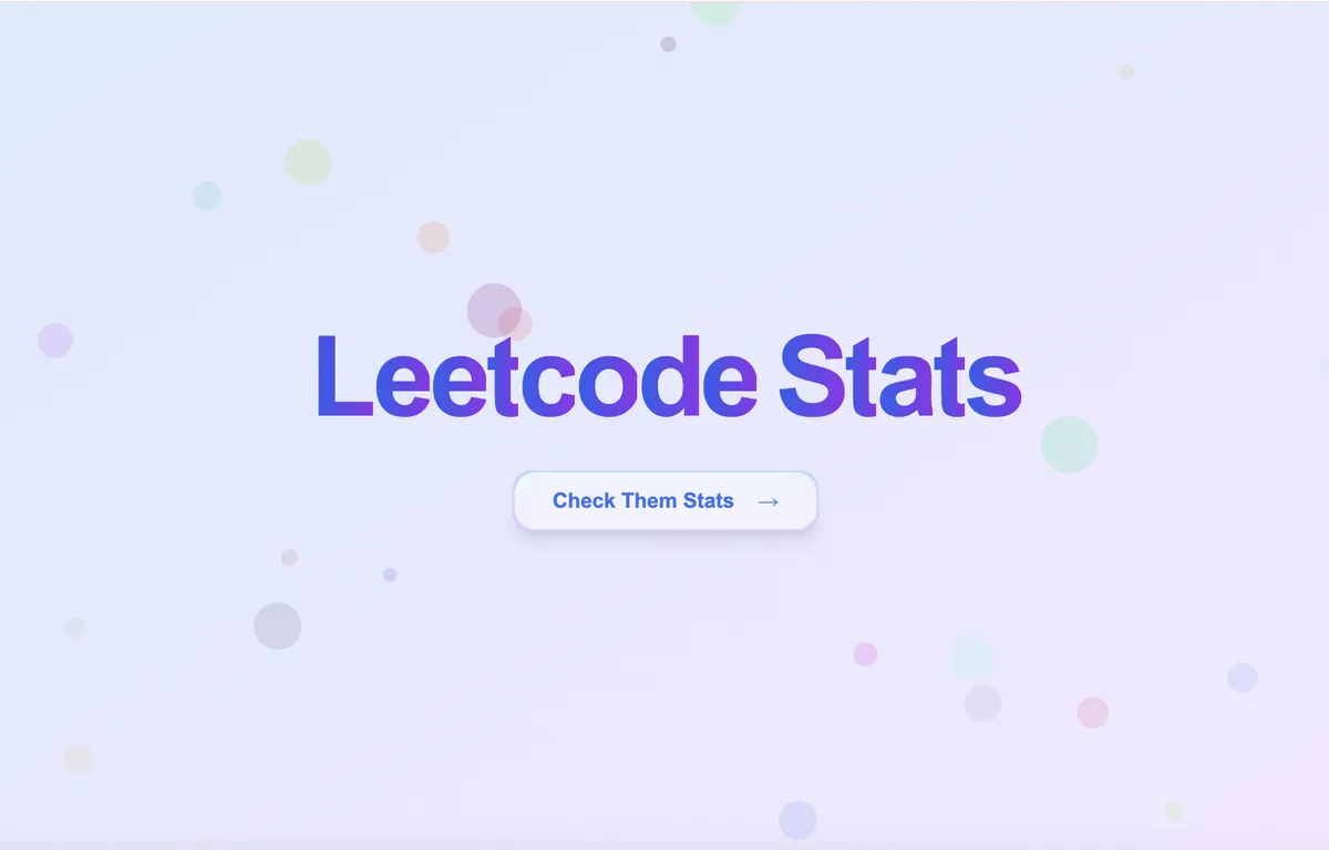 LeetCode Stats Dashboard homepage