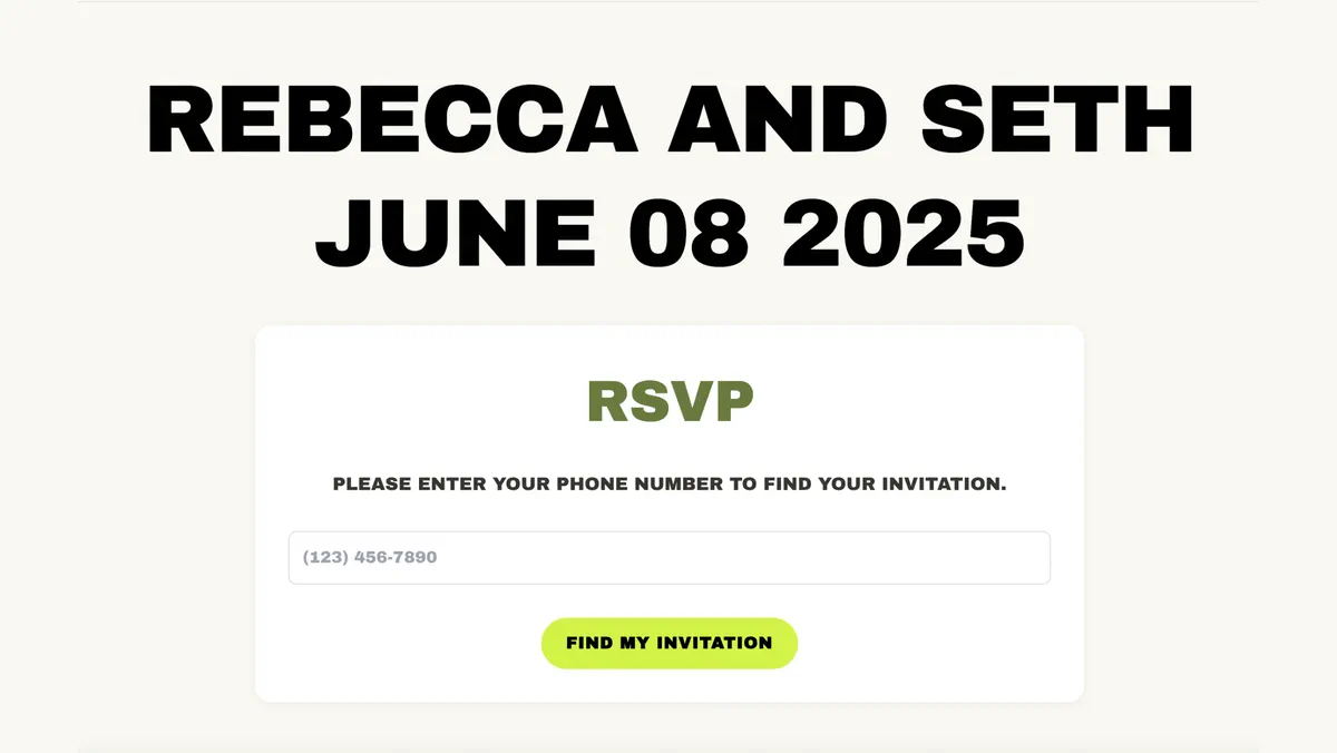 Wedding RSVP homepage