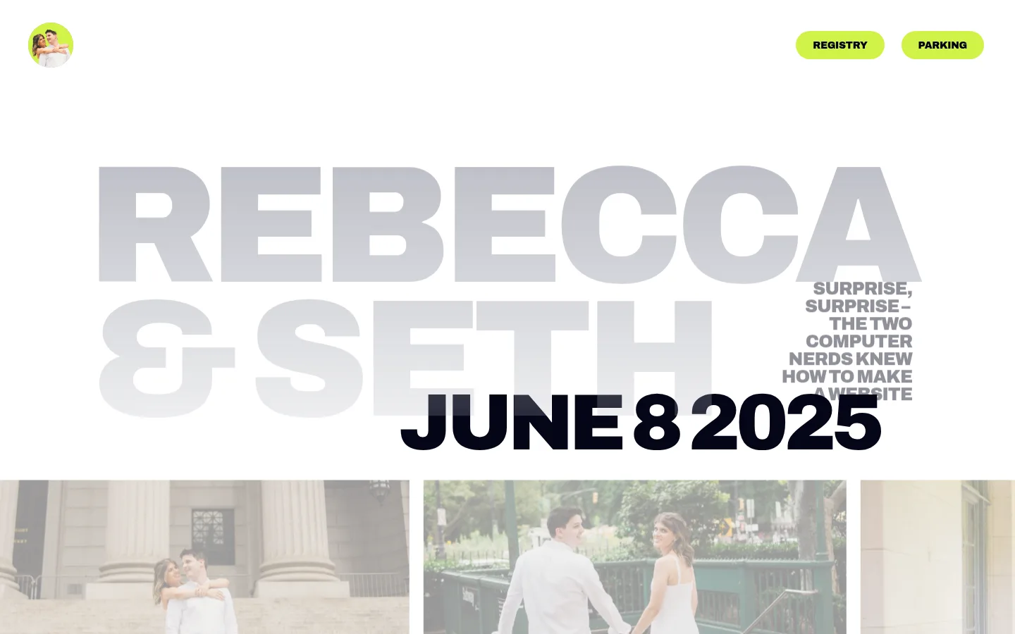 Rebecca and Seth wedding homepage